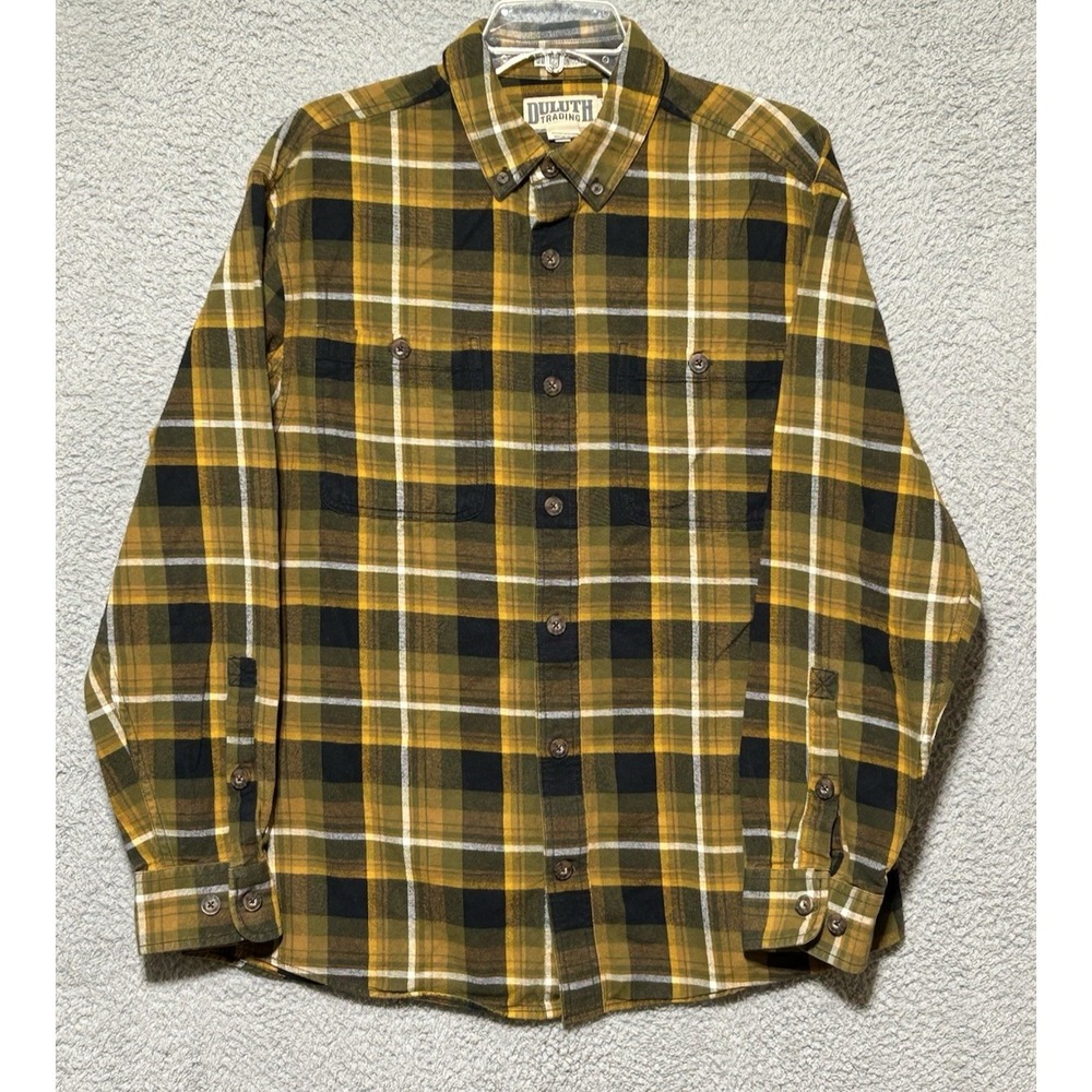 Duluth Trading Flannel Shirt Mens L Plaid Heavyweight Workwear Untucked